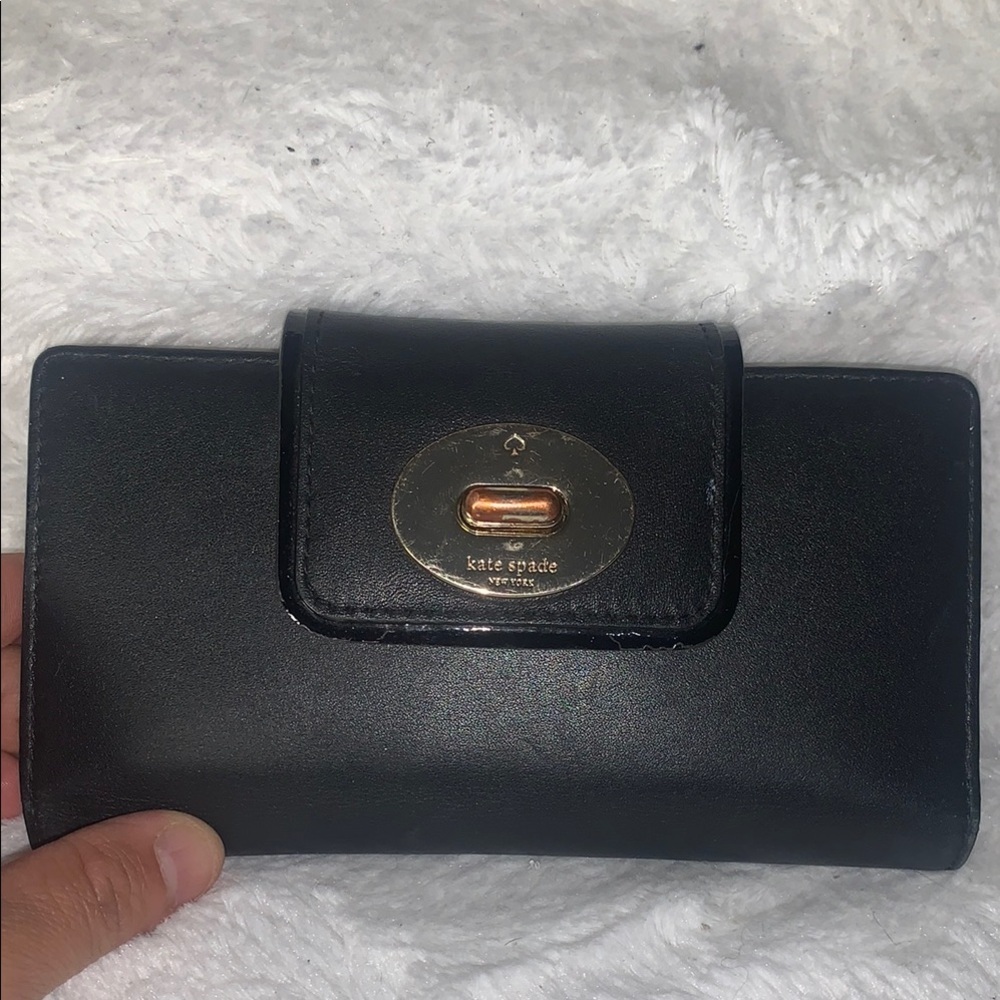 Kate Spade Black Leather Wallet with Gold Hardware